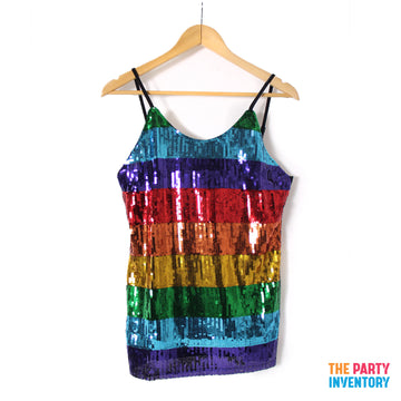 Adult Rainbow Sequin Ladies Singlet