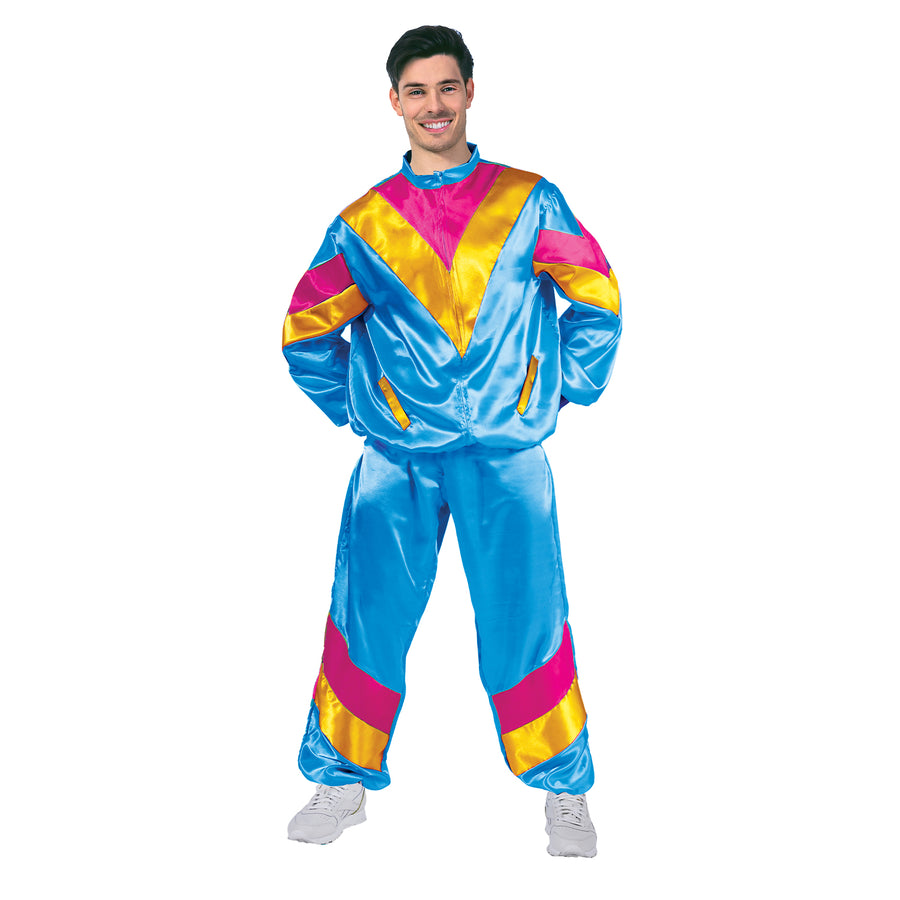 Adult Blue 80s Tracksuit Costume