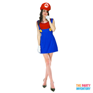 Adult Red Plumber Girl Costume
