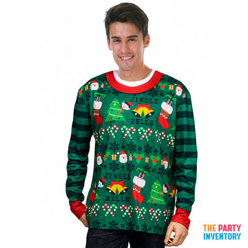 Adult Green Ugly Christmas Sweater Print Top