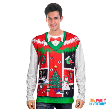 Adult Christmas Sweater Vest Print Top