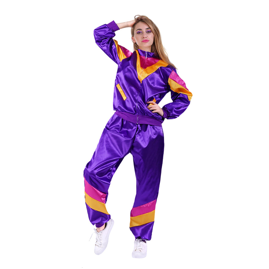 Adult 80s Purple Tracksuit Costume