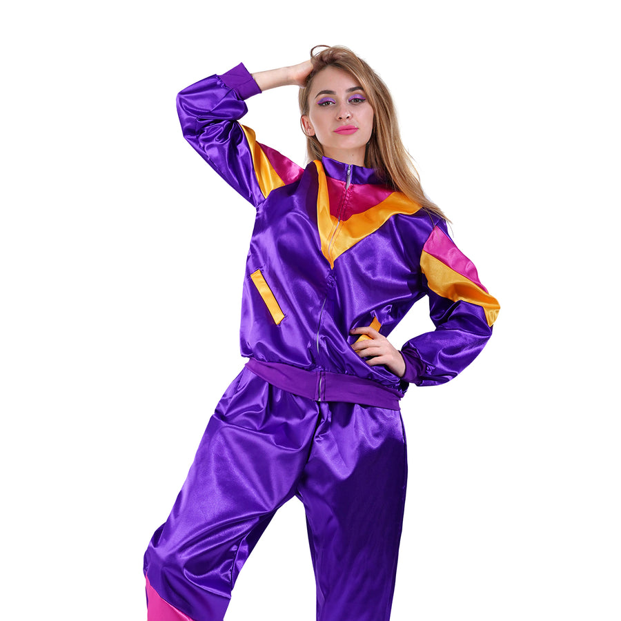 Adult 80s Purple Tracksuit Costume