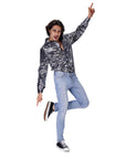 Adult Deluxe 70s Tiger Print Shirt (Silver)