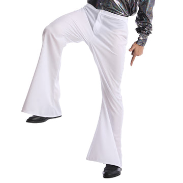 Adult 70s Disco Flare Pants (White)