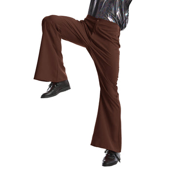 Adult 70s Disco Flare Pants (Brown)