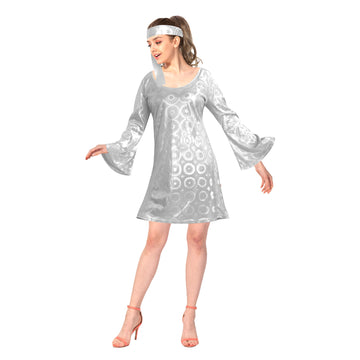 Adult 70s Disco Girl Costume (Silver)
