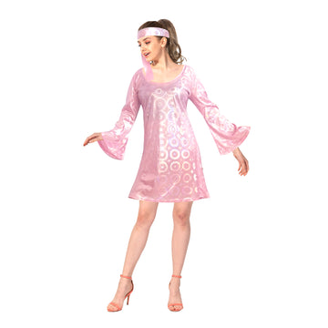 Adult 70s Disco Girl Costume (Pink)