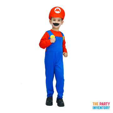 Children's Red Mario Plumber Costume (2 Sizes)