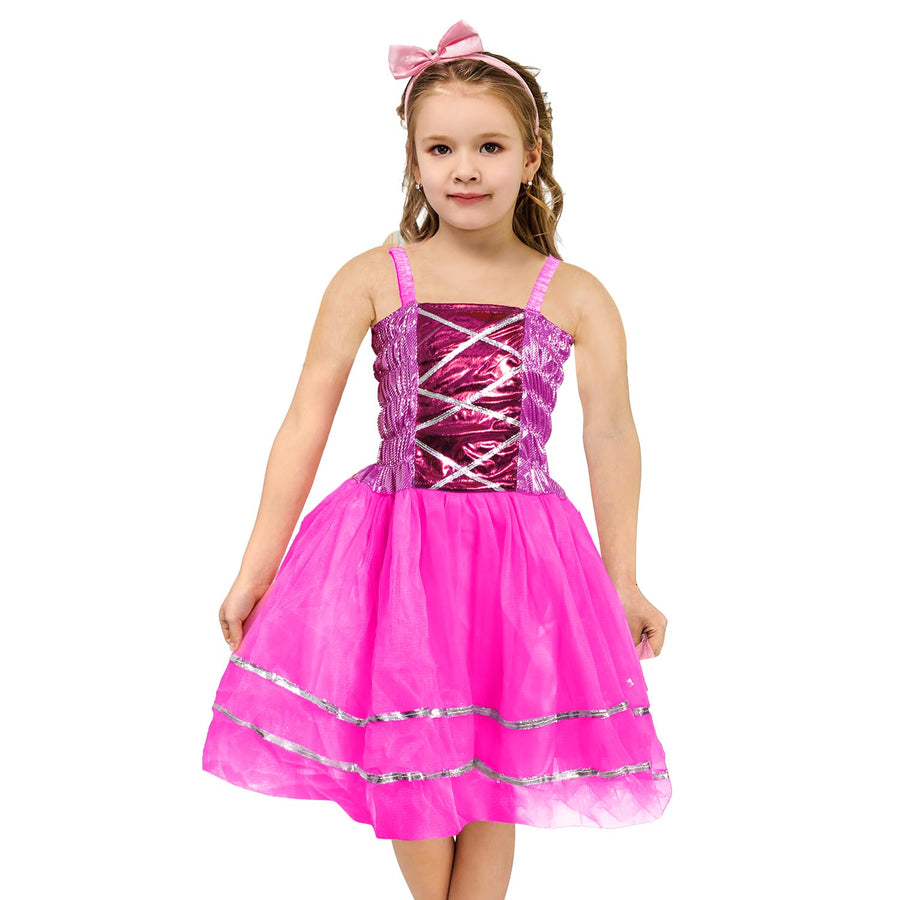 Children's Metallic Princess Dress (Pink)