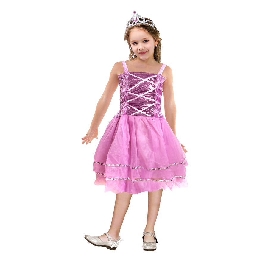 Children's Metallic Princess Dress (Light Pink)