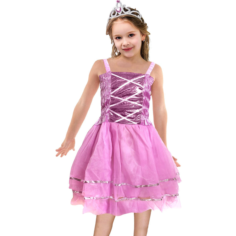 Children's Metallic Princess Dress (Light Pink)