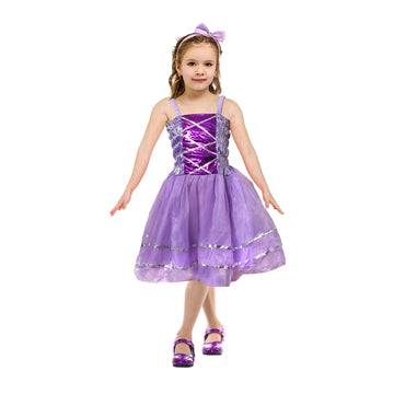 Children's Metallic Princess Dress (Purple)