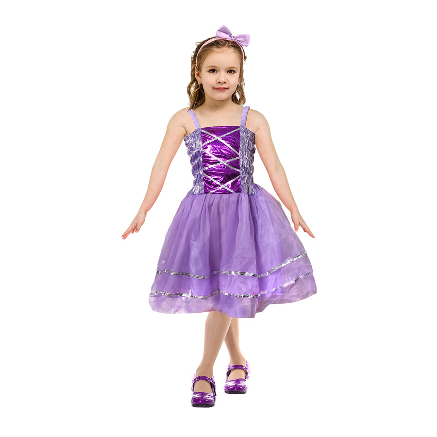 Children's Metallic Princess Dress (Purple)