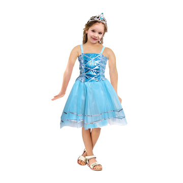 Children's Metallic Princess Dress (Blue)