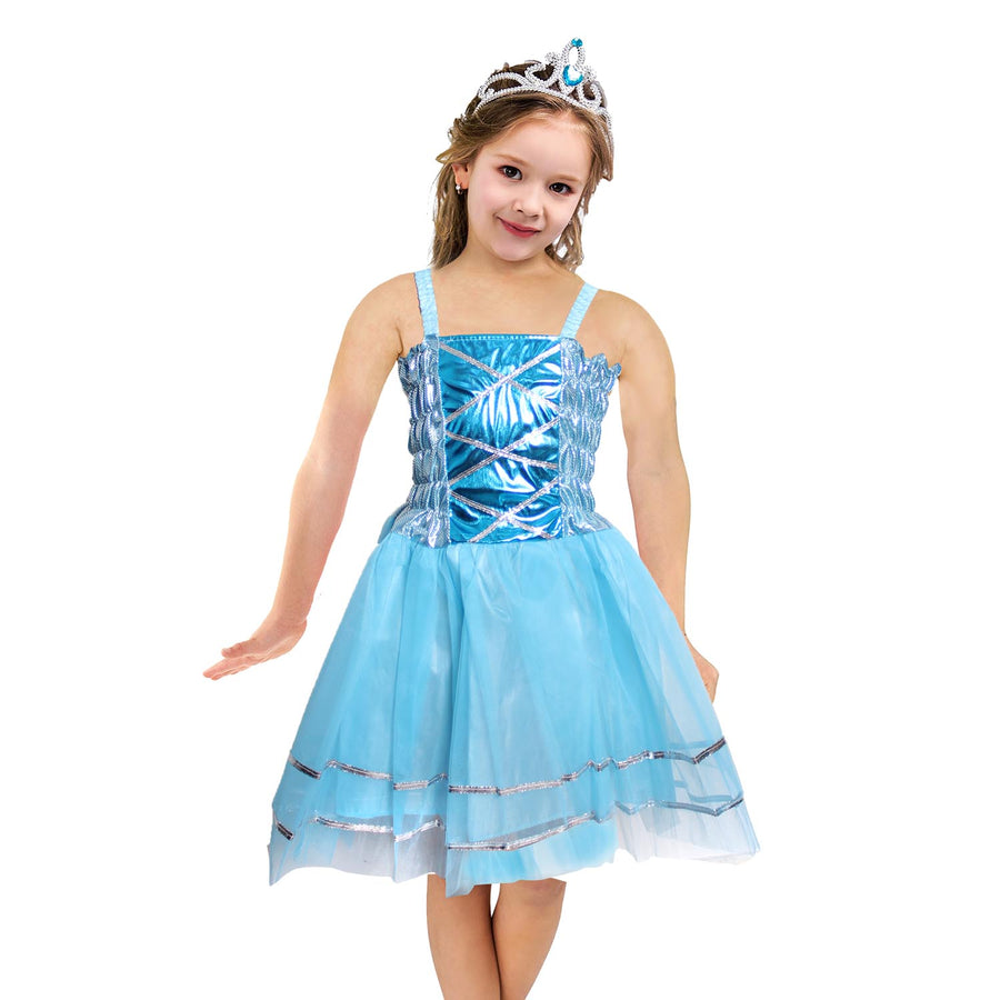 Children's Metallic Princess Dress (Blue)