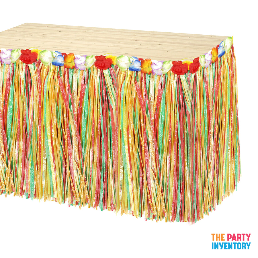 Hawaiian Grass Table Skirt (Rainbow)