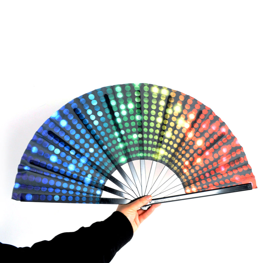 Giant Rainbow Printed Lights Hand Held Fan