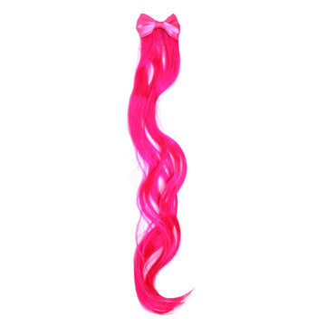 Curly Hair Extension with Bow (Hot Pink)