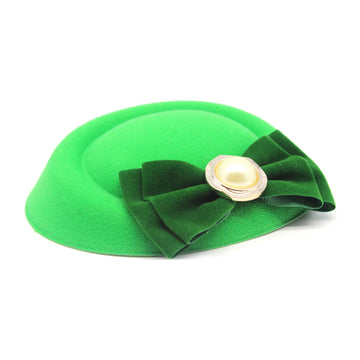 Green Mini Hair Hat with Pearl Bow
