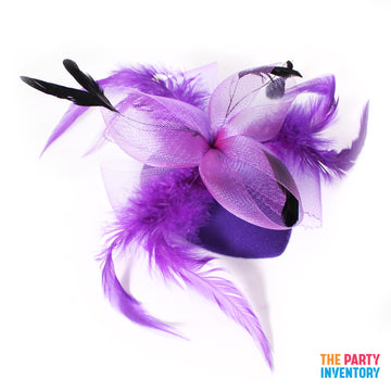 Purple Fascinator Hair Clip with Feathers