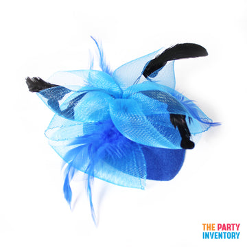 Blue Fascinator Hair Clip with Feathers