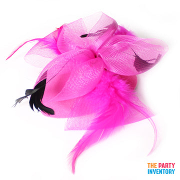Pink Fascinator Hair Clip with Feathers