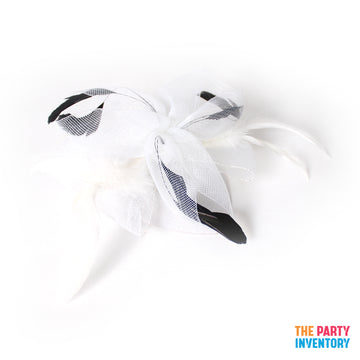 White Fascinator Hair Clip with Feathers
