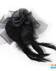Black Fascinator Hair Clip with Netting
