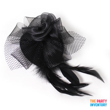 Black Fascinator Hair Clip with Netting
