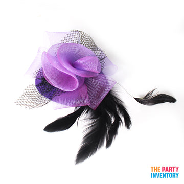 Purple Fascinator Hair Clip with Netting