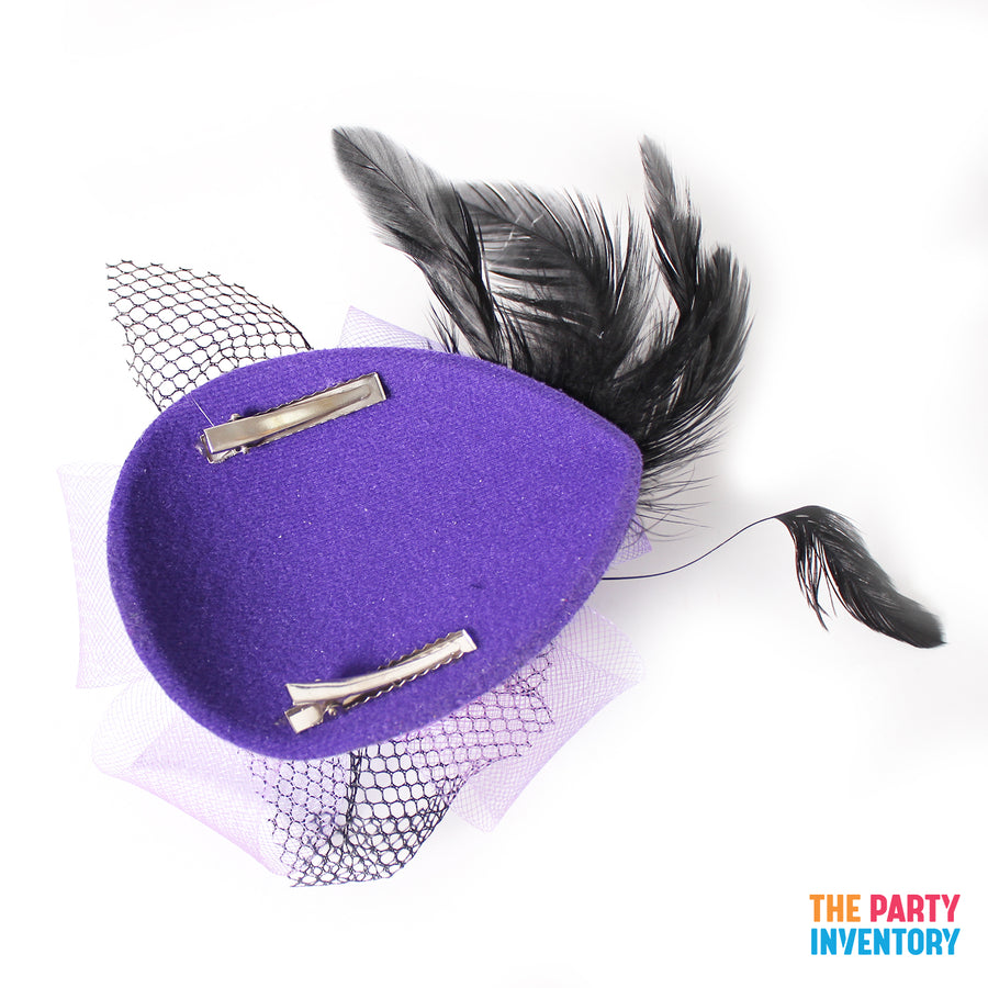 Purple Fascinator Hair Clip with Netting