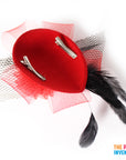 Red Fascinator Hair Clip with Netting