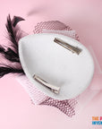 White Fascinator Hair Clip with Netting