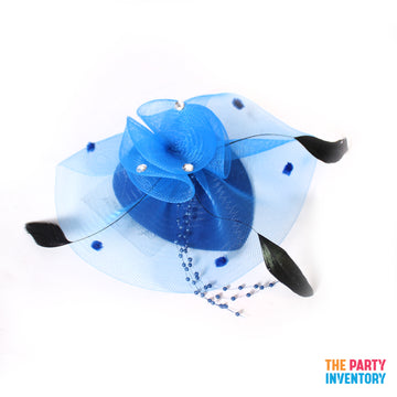 Blue Fascinator Hair Clip with Gems