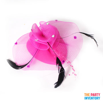 Pink Fascinator Hair Clip with Gems