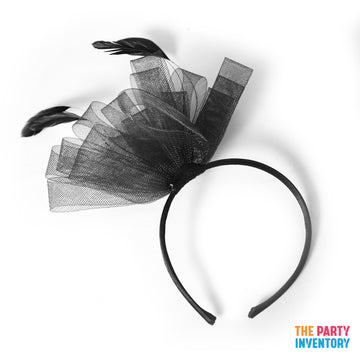 Black Fascinator Headband with Feathers