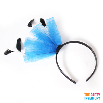 Blue Fascinator Headband with Feathers