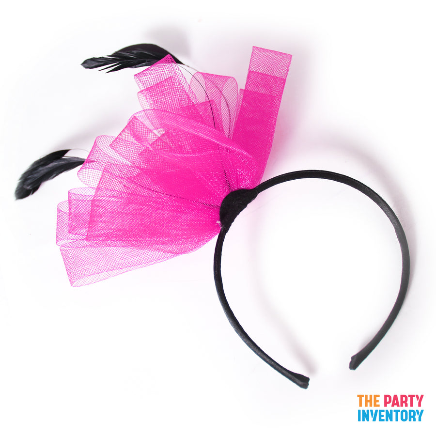 Pink Fascinator Headband with Feathers