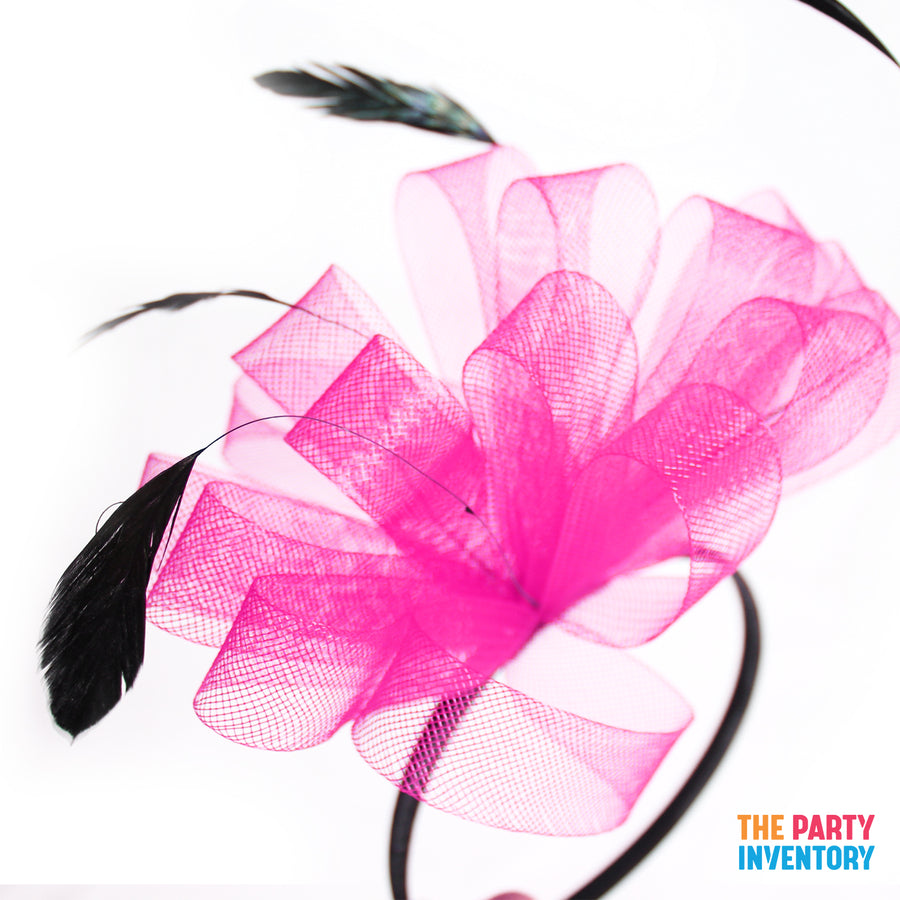 Pink Fascinator Headband with Feathers