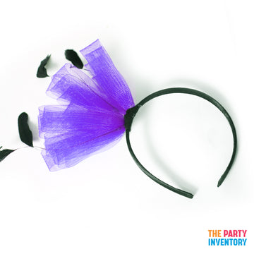 Purple Fascinator Headband with Feathers
