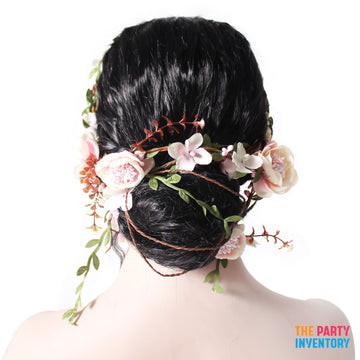Pink Floral and Vine Hairpiece