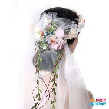 Deluxe Flower Crown with Veil and Fruits