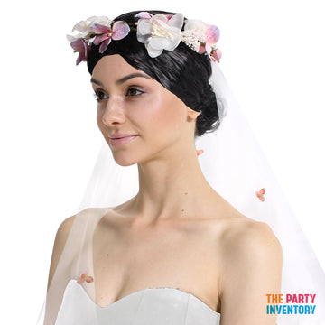 Deluxe Pink Purple Flower Crown with Veil