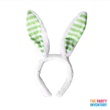 Green Stripe Bunny Ears Headband