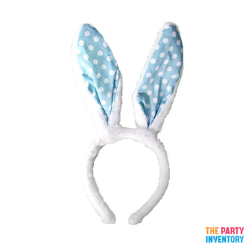 Blue Polka Dot Bunny Ears Headband
