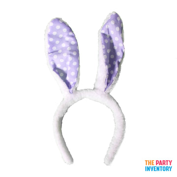Purple Polka Dot Bunny Ears Headband