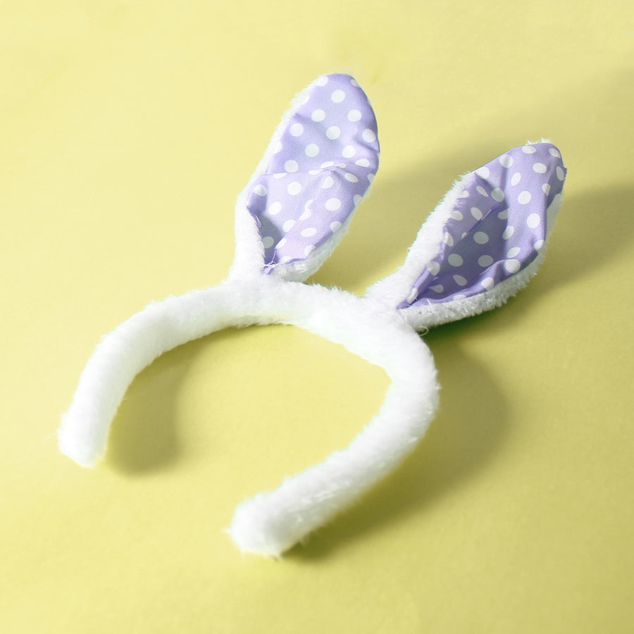 Purple Polka Dot Bunny Ears Headband