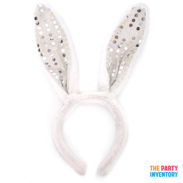 Silver Sequin Bunny Headband