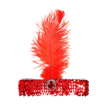 Red Sequin Flapper Headpiece (Wide Band)